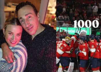 Brad Marchand’s wife Katrina gushes over beau’s 1000-point NHL career milestone