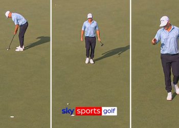 Confidence or luck? Noren stuns crowd after walking in huge putt!