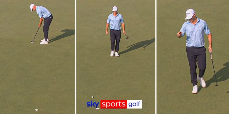 Confidence or luck? Noren stuns crowd after walking in huge putt!